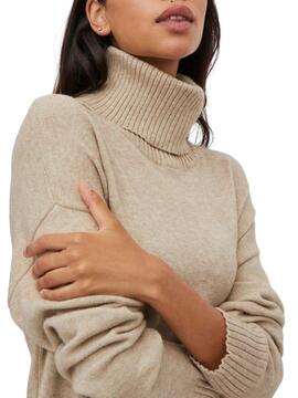 Robe Vila Ril Roll Neck pour Femme Beige