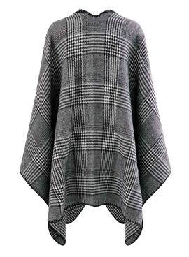 Poncho Naf Naf Cadres Pied de Poule Femme Noire