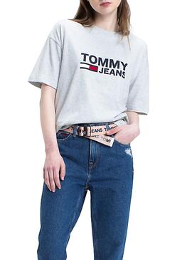 T- Shirt Tommy Jeans Flag Gris