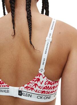 Soutien-gorge Logo Calvin Klein Femme Blanc et Rouge