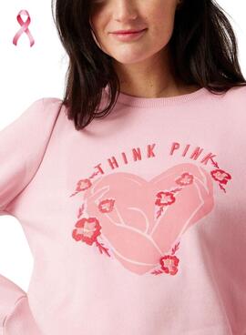 Sweat Naf Naf Think Pink pour Femme Rose