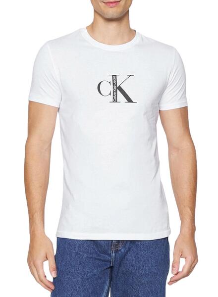 T shirt calvin klein blanc on sale homme