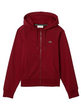 Sweat Lacoste Fermeture éclair pour Femme Bordeaux