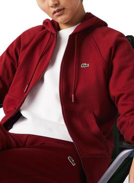 Sweat Lacoste Fermeture éclair pour Femme Bordeaux
