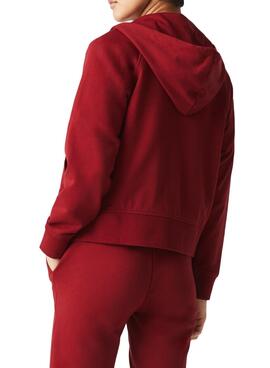 Sweat Lacoste Fermeture éclair pour Femme Bordeaux