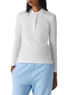 Polo Lacoste Manche Long pour Femme Blanc