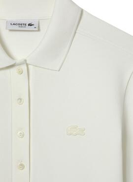 Polo Lacoste Manche Long pour Femme Blanc