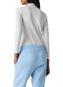 Polo Lacoste Manche Long pour Femme Blanc