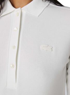 Polo Lacoste Manche Long pour Femme Blanc