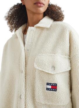 Surchemise Tommy Jeans Beige Sherpa pour Femme