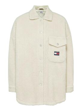 Surchemise Tommy Jeans Beige Sherpa pour Femme