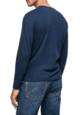 T-Shirt Pepe Jeans Eggo Long Bleu pour Homme