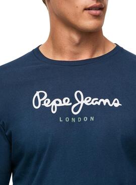 T-Shirt Pepe Jeans Eggo Long Bleu pour Homme