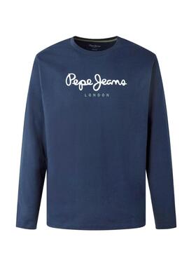 T-Shirt Pepe Jeans Eggo Long Bleu pour Homme