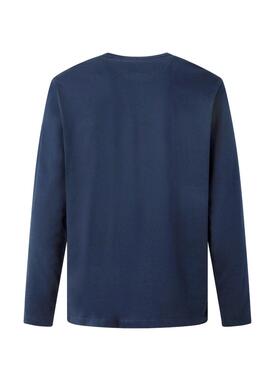 T-Shirt Pepe Jeans Eggo Long Bleu pour Homme