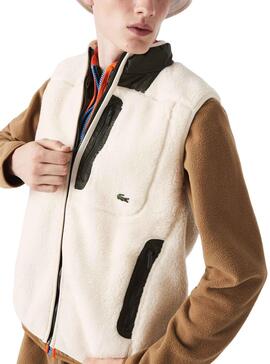 Gilet Lacoste Shearling pour Homme Beige