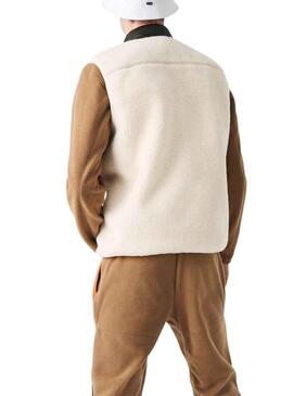 Gilet Lacoste Shearling pour Homme Beige