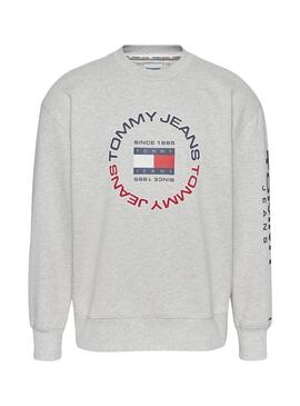 Sweat Tommy Jeans Relaxed pour Homme Gris