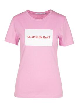 T-Shirt Calvin Klein Institutional Box Rosa Femme