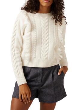 Pull Naf Naf Huit Blanc pour Femme