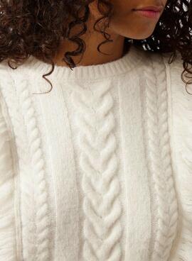 Pull Naf Naf Huit Blanc pour Femme