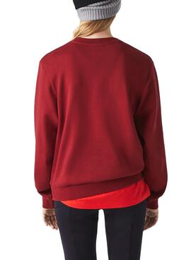 Sweat Lacoste Basic pour Femme Bordeaux