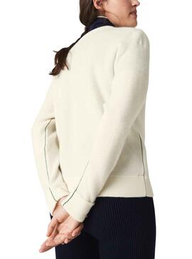 Pull Col V Lacoste pour Femme Bleu Marine