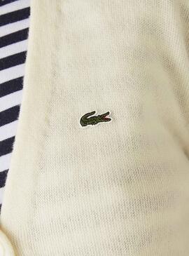 Veste Lacoste Col V pour Femme Blanc