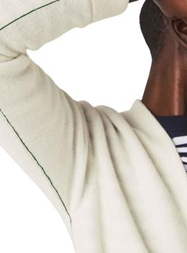 Veste Lacoste Col V pour Femme Blanc