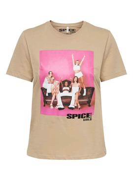 T-Shirt Only Spice Girls pour Femme Camel