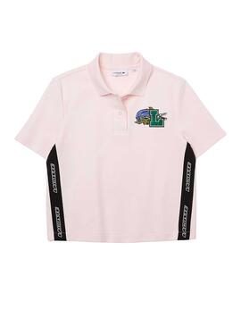 Polo Lacoste Holiday Crop pour Femme Rose