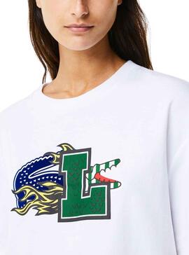 T-Shirt Lacoste Cocodrile Party pour Femme Blanc