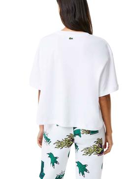 T-Shirt Lacoste Cocodrile Party pour Femme Blanc