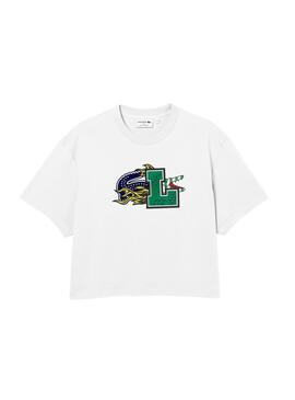 T-Shirt Lacoste Cocodrile Party pour Femme Blanc