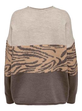 Veste Only Jade Animal Femme Turquoise et Beige