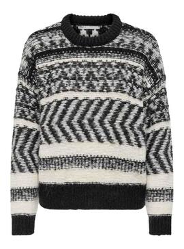 Pull Only Monolisa Life Femme Noire et Blanc