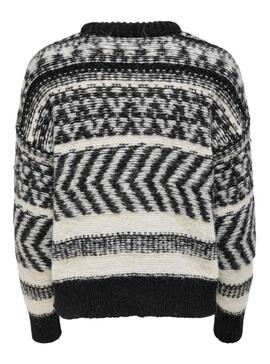 Pull Only Monolisa Life Femme Noire et Blanc