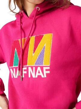 Sweat Naf Naf Logo Couleur pour Femme Fushia