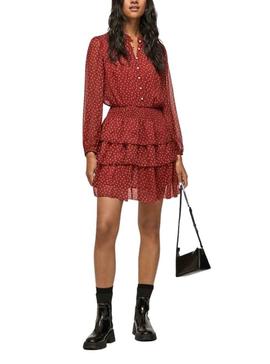 Robe Pepe Jeans Delia Flores pour Femme Rouge