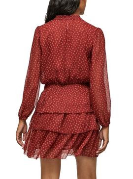 Robe Pepe Jeans Delia Flores pour Femme Rouge