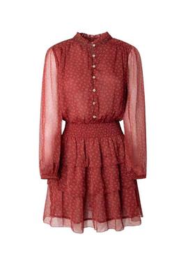 Robe Pepe Jeans Delia Flores pour Femme Rouge