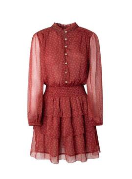 Robe Pepe Jeans Delia Flores pour Femme Rouge