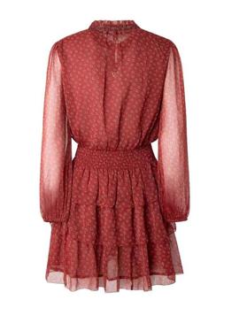 Robe Pepe Jeans Delia Flores pour Femme Rouge