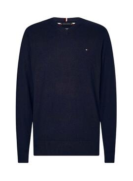 Pull Tommy Hilfiger Basic pour Homme Bleu Marine