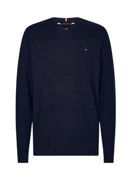 Pull Tommy Hilfiger Basic pour Homme Bleu Marine