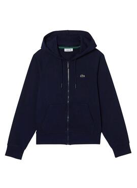 Sweat Lacoste Basic Hood Zip Bleu pour Femme