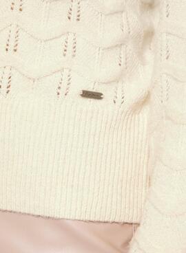 Pull Pepe Jeans Briseis Calado Beige pour Femme