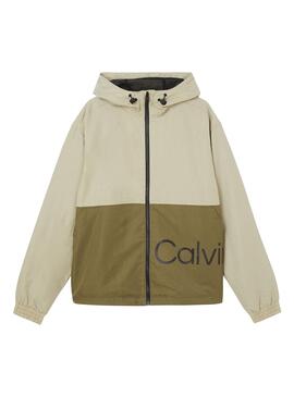 Coupe-vent Calvin Klein Colorblock Beige Homme