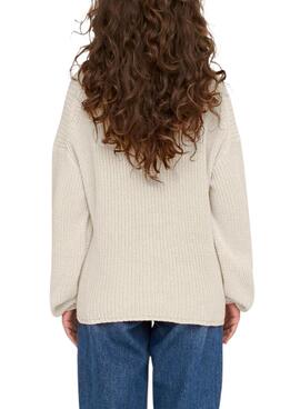 Pull Only Bella Life Relaxed pour Femme Beige