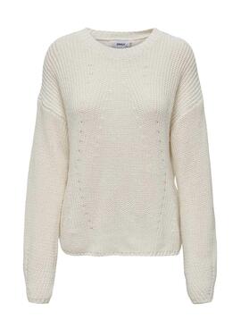 Pull Only Bella Life Relaxed pour Femme Beige